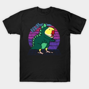 Vaporwave Yellow Indian Ringneck Dinosaur T-Shirt